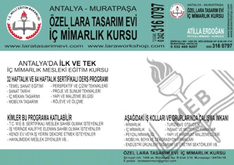 32 Haftalık  Antalyada İlk Ve Tek... İç Mimarlık Kursu (m.e.b. Onaylı)